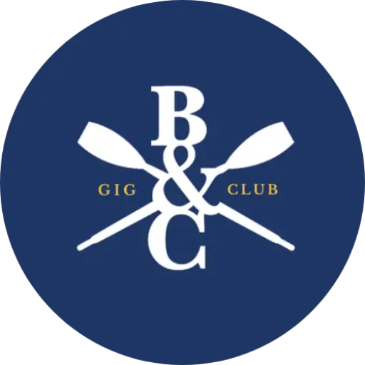 White text B & C with white oars crossed on navy background